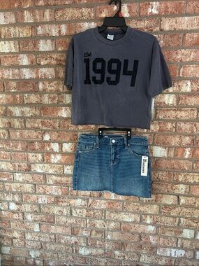 Outfit/Set No Boundaries Denim Mini Skirt - Blue and XXS 1944 Crop Top